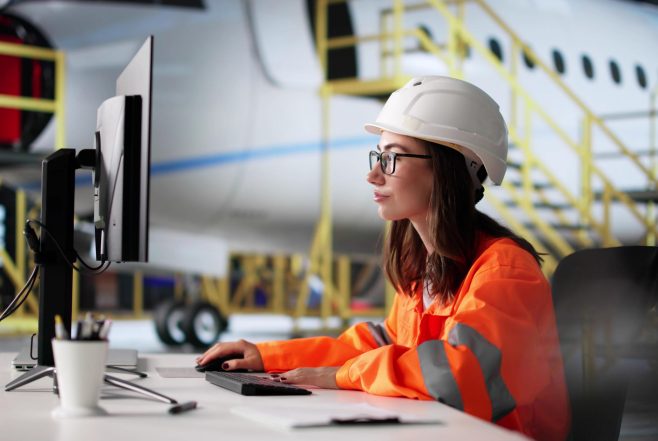 womanusingcomputerairplanecropped